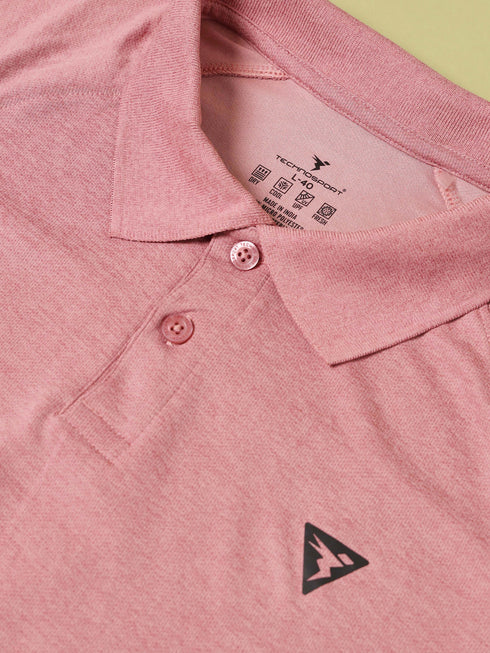 Men Melange Slim Fit Polo T-shirt with DOUBLE COOL
