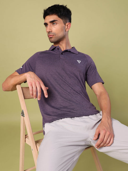 Men Melange Slim Fit Polo T-shirt with DOUBLE COOL