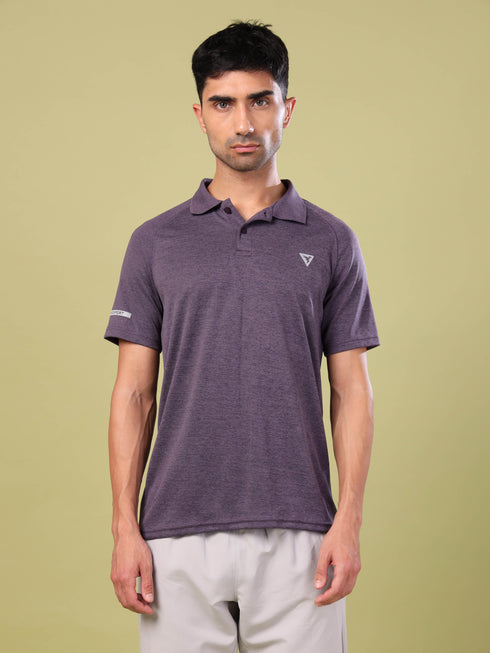 Men Melange Slim Fit Polo T-shirt with DOUBLE COOL