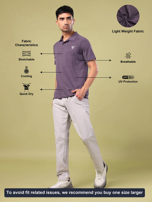 Men Melange Slim Fit Polo T-shirt with DOUBLE COOL