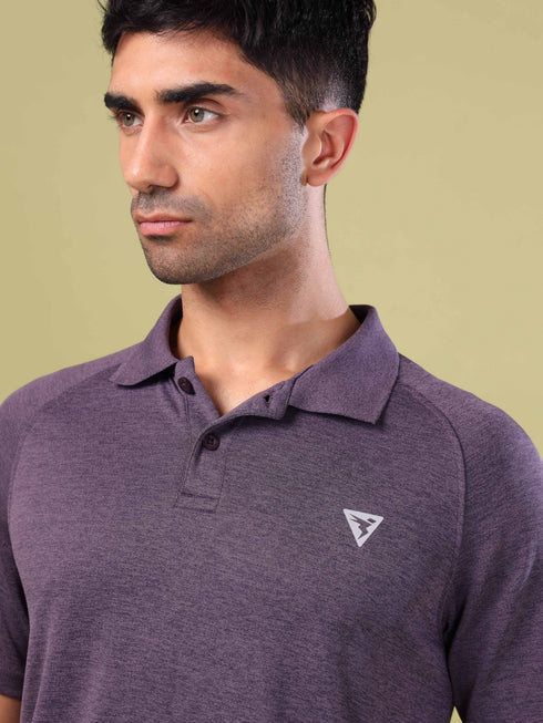 Men Melange Slim Fit Polo T-shirt with DOUBLE COOL