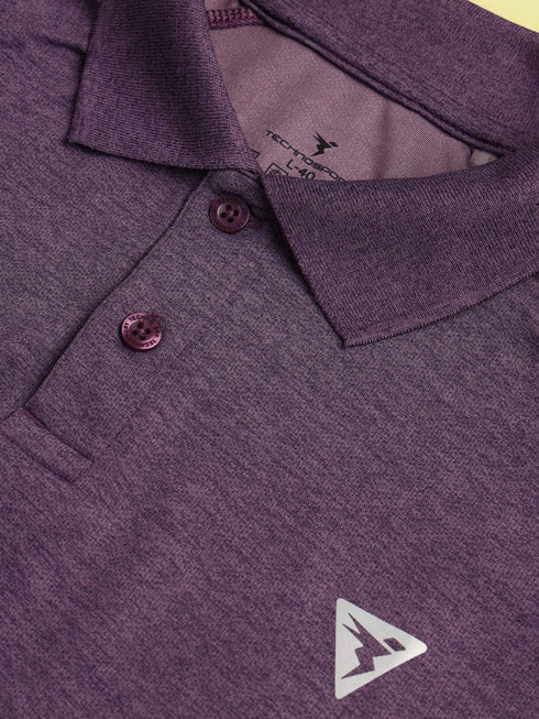 Men Melange Slim Fit Polo T-shirt with DOUBLE COOL