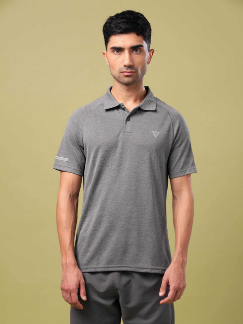 Men Melange Slim Fit Polo T-shirt with DOUBLE COOL