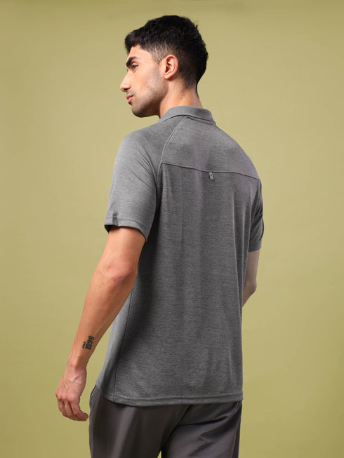 Men Melange Slim Fit Polo T-shirt with DOUBLE COOL