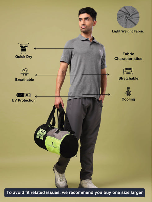 Men Melange Slim Fit Polo T-shirt with DOUBLE COOL