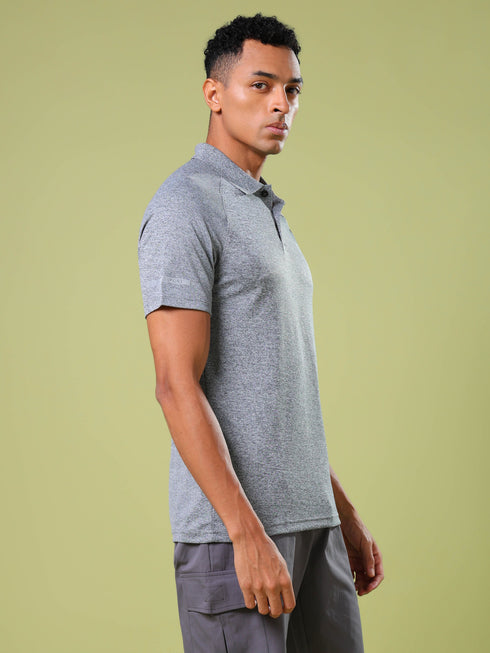 Men Melange Slim Fit Polo T-shirt with DOUBLE COOL