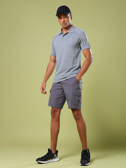Men Melange Slim Fit Polo T-shirt with DOUBLE COOL