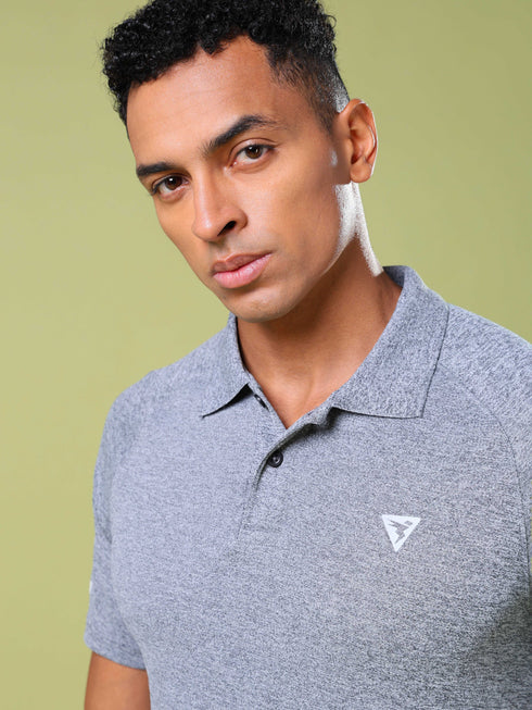 Men Melange Slim Fit Polo T-shirt with DOUBLE COOL