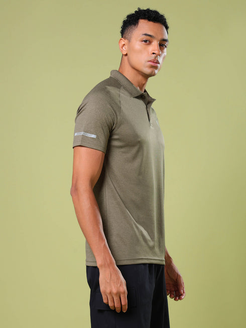Men Melange Slim Fit Polo T-shirt with DOUBLE COOL