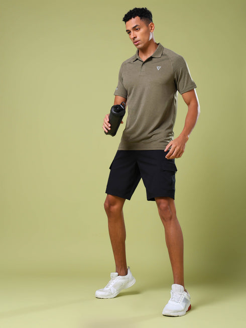 Men Melange Slim Fit Polo T-shirt with DOUBLE COOL