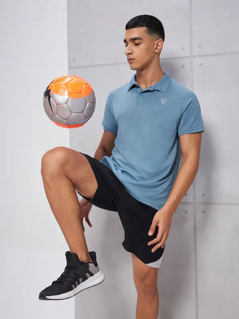 Men Melange Slim Fit Polo T-shirt with DOUBLE COOL