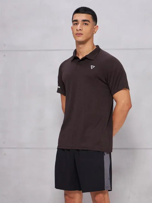 Men Melange Slim Fit Polo T-shirt with DOUBLE COOL