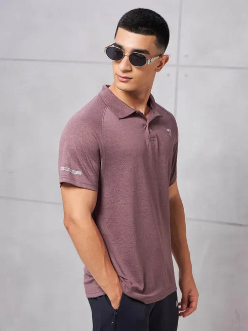 Men Melange Slim Fit Polo T-shirt with DOUBLE COOL