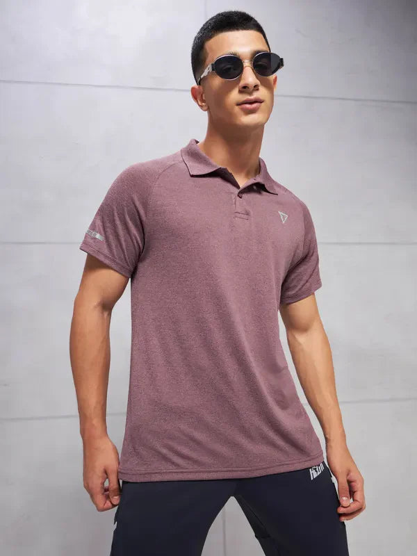 Men Melange Slim Fit Polo T-shirt with DOUBLE COOL