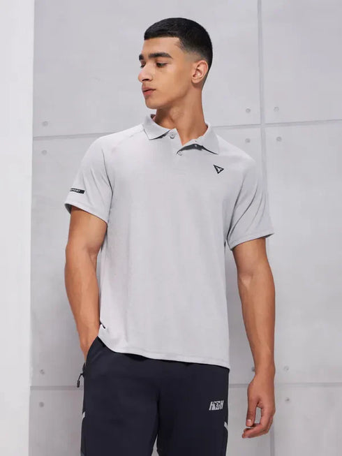 Men Melange Slim Fit Polo T-shirt with DOUBLE COOL