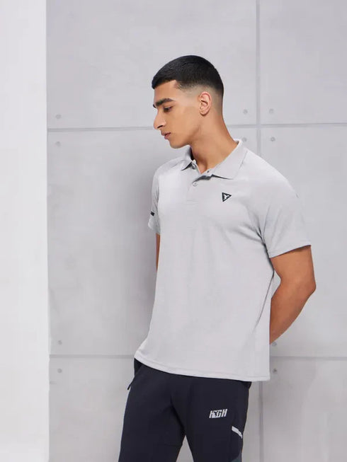 Men Melange Slim Fit Polo T-shirt with DOUBLE COOL