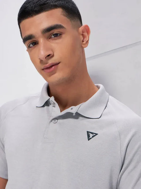 Men Melange Slim Fit Polo T-shirt with DOUBLE COOL
