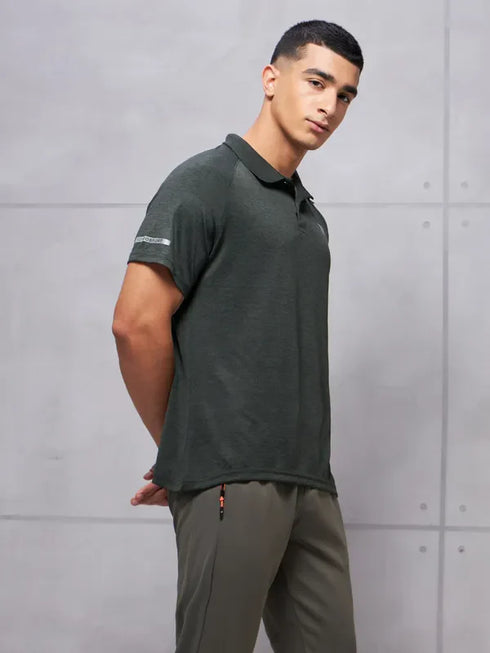 Men Melange Slim Fit Polo T-shirt with DOUBLE COOL