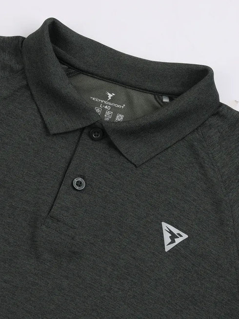 Men Melange Slim Fit Polo T-shirt with DOUBLE COOL