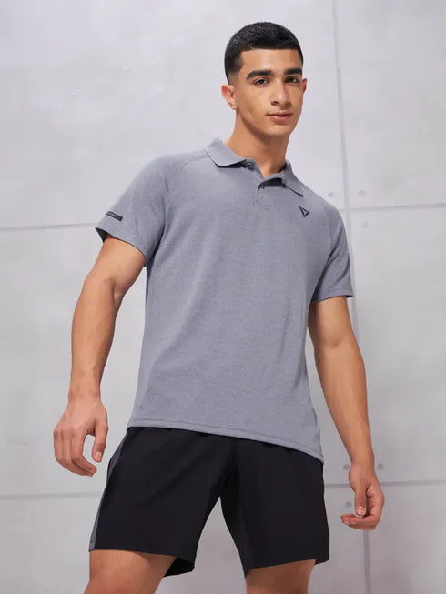Men Melange Slim Fit Polo T-shirt with DOUBLE COOL