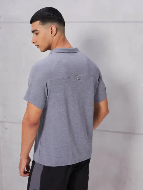 Men Melange Slim Fit Polo T-shirt with DOUBLE COOL