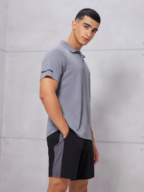 Men Melange Slim Fit Polo T-shirt with DOUBLE COOL