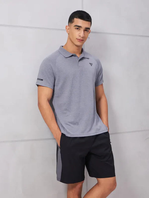 Men Melange Slim Fit Polo T-shirt with DOUBLE COOL