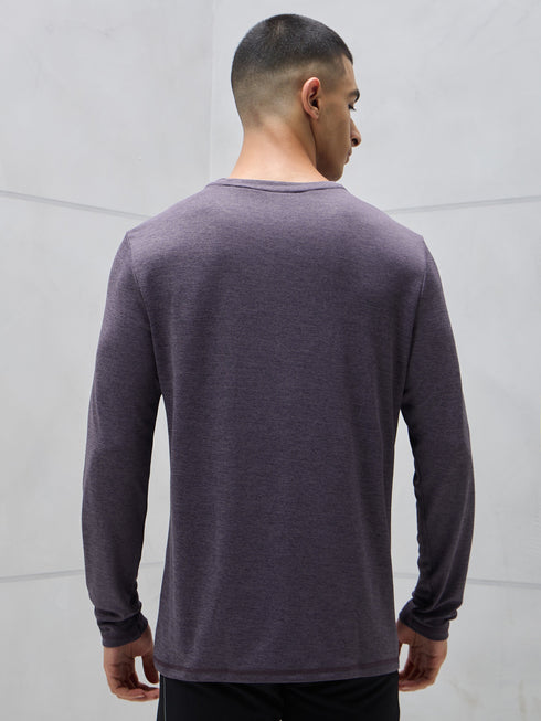 Men Melange Slim Fit Crew Neck T-shirt with DOUBLE COOL