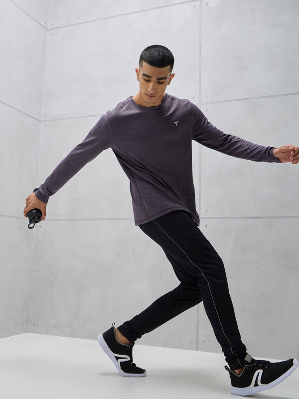 Men Melange Slim Fit Crew Neck T-shirt with DOUBLE COOL