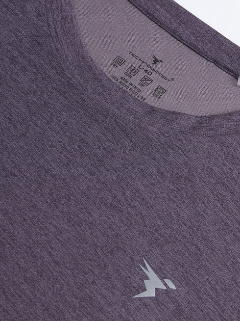 Men Melange Slim Fit Crew Neck T-shirt with DOUBLE COOL