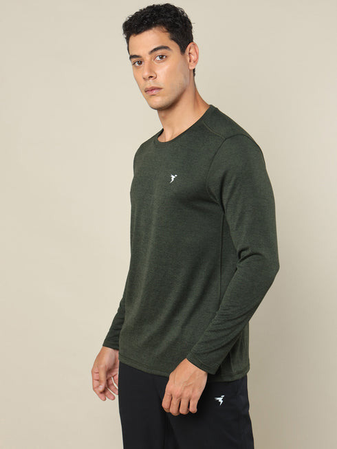 Men Melange Slim Fit Crew Neck T-shirt with DOUBLE COOL
