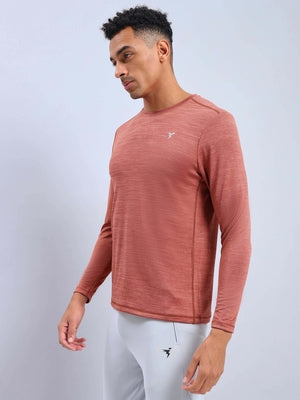 Men Melange Slim Fit Crew Neck T-shirt with DOUBLE COOL