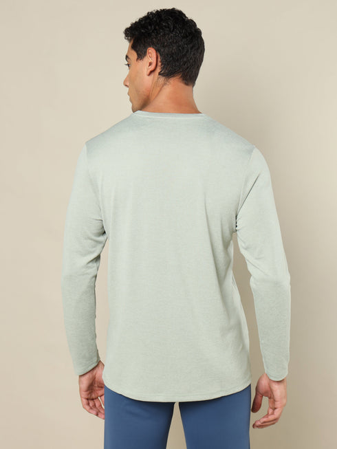 Men Melange Slim Fit Crew Neck T-shirt with DOUBLE COOL