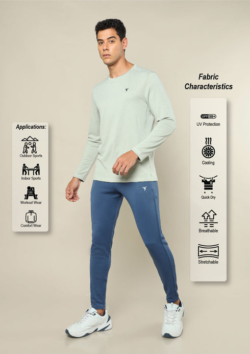 Men Melange Slim Fit Crew Neck T-shirt with DOUBLE COOL