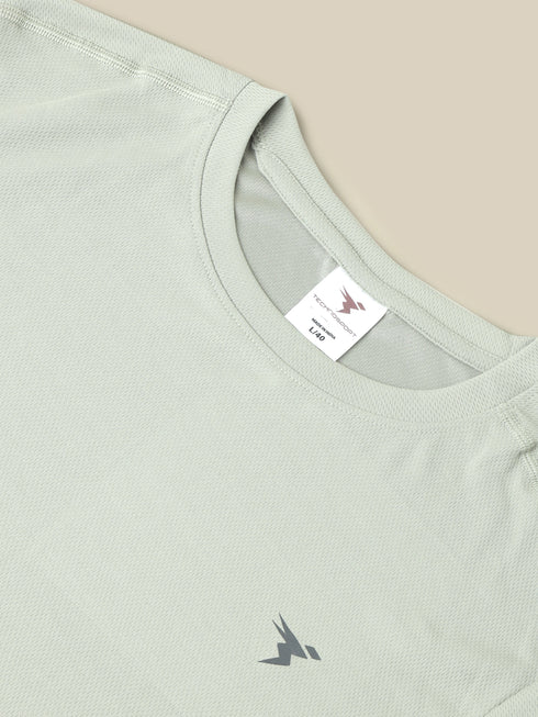 Men Melange Slim Fit Crew Neck T-shirt with DOUBLE COOL