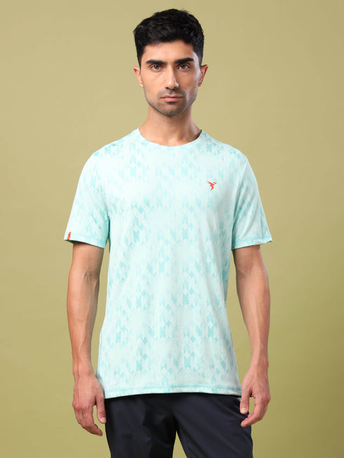 Men Jacquard Slim Fit Crew Neck T-shirt with DOUBLE COOL