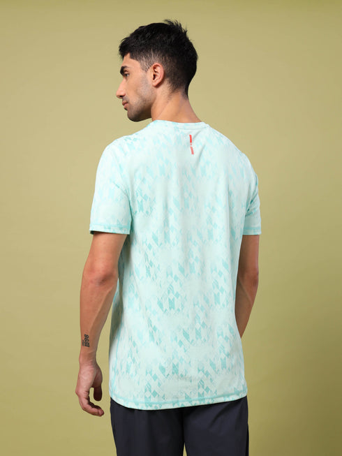 Men Jacquard Slim Fit Crew Neck T-shirt with DOUBLE COOL