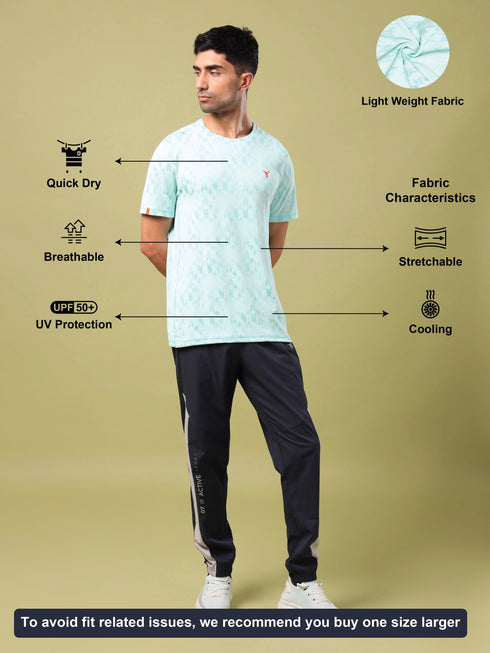 Men Jacquard Slim Fit Crew Neck T-shirt with DOUBLE COOL