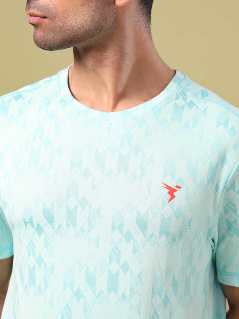 Men Jacquard Slim Fit Crew Neck T-shirt with DOUBLE COOL
