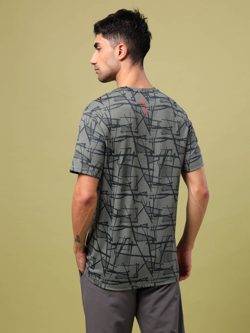 Men Jacquard Slim Fit Crew Neck T-shirt with DOUBLE COOL