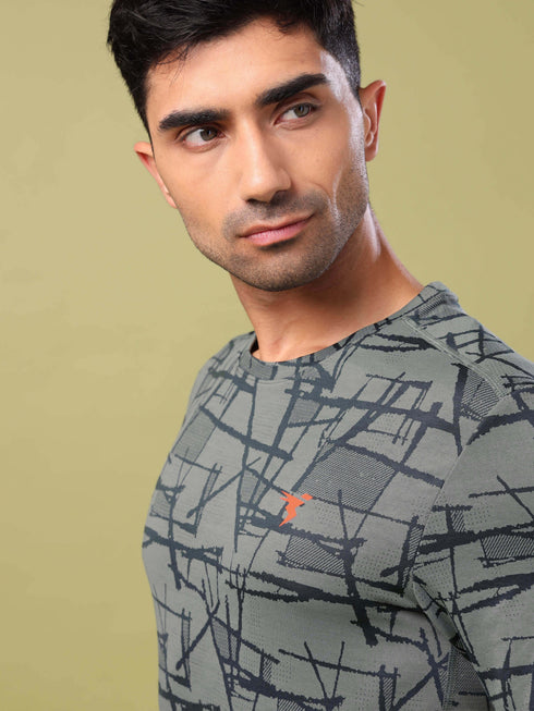 Men Jacquard Slim Fit Crew Neck T-shirt with DOUBLE COOL