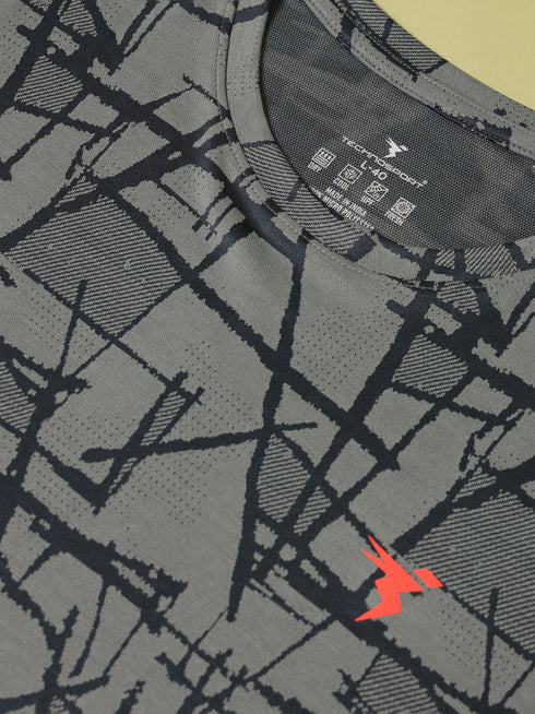Men Jacquard Slim Fit Crew Neck T-shirt with DOUBLE COOL