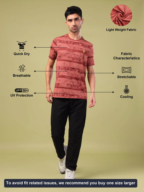 Men Jacquard Slim Fit Crew Neck T-shirt with DOUBLE COOL