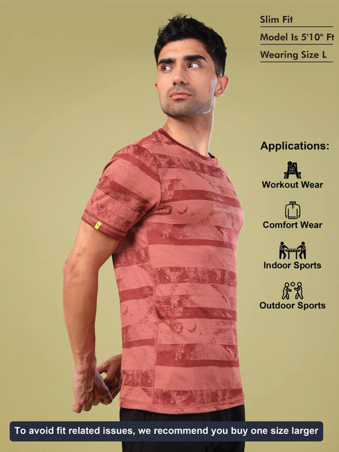 Men Jacquard Slim Fit Crew Neck T-shirt with DOUBLE COOL