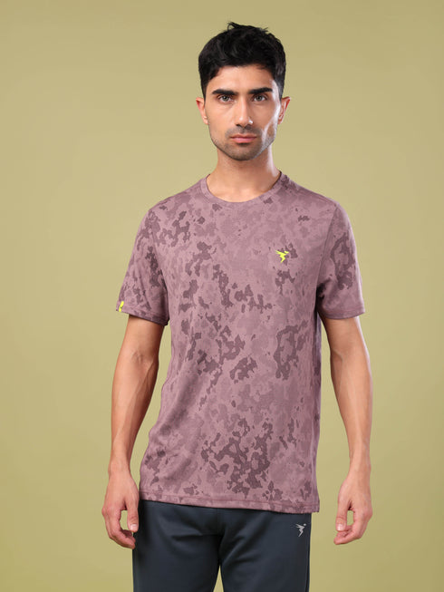 Men Jacquard Slim Fit Crew Neck T-shirt with DOUBLE COOL