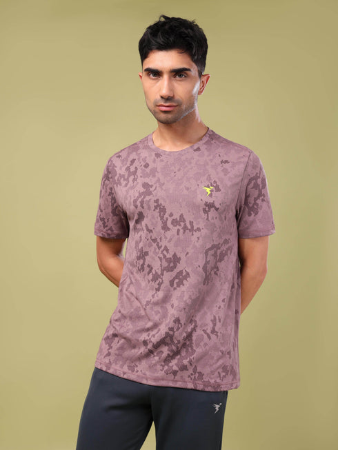 Men Jacquard Slim Fit Crew Neck T-shirt with DOUBLE COOL