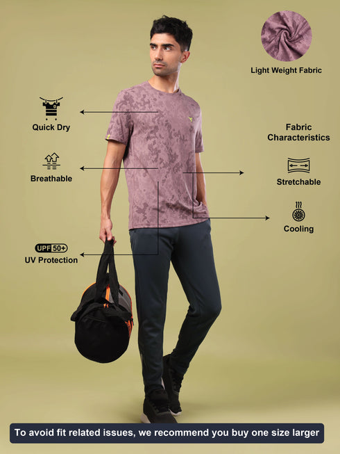 Men Jacquard Slim Fit Crew Neck T-shirt with DOUBLE COOL