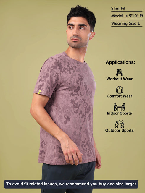 Men Jacquard Slim Fit Crew Neck T-shirt with DOUBLE COOL