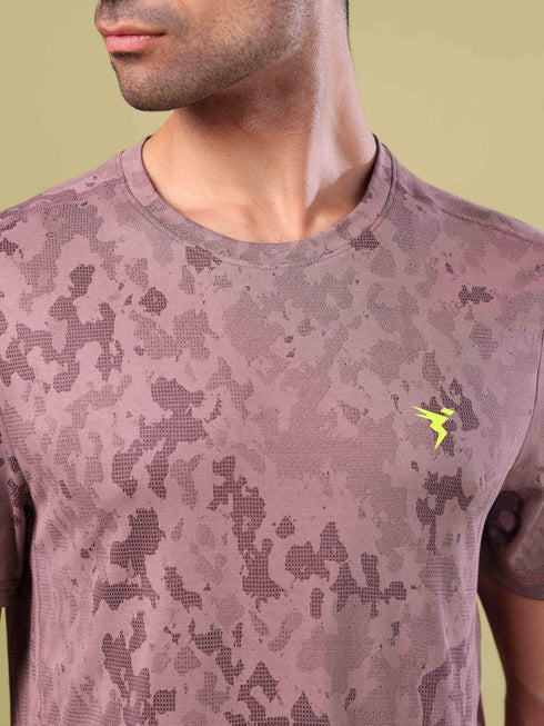 Men Jacquard Slim Fit Crew Neck T-shirt with DOUBLE COOL