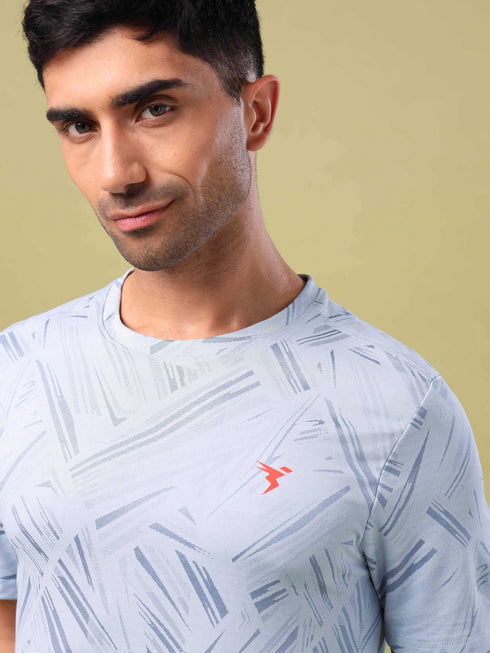 Men Jacquard Slim Fit Crew Neck T-shirt with DOUBLE COOL